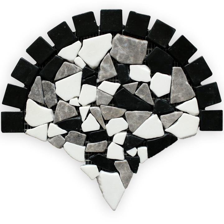 Macedonian Black, Creta Grey, Thassos S. White  mozaika kamienna
